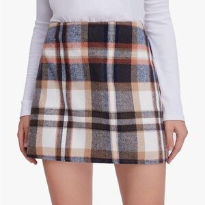 Plaid Mini Skirt in Brown and Blue